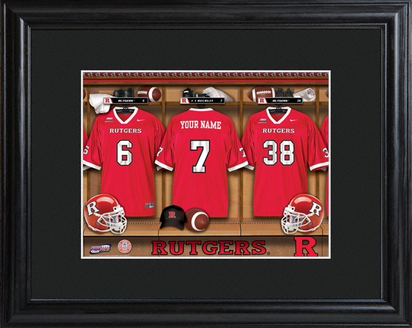 Custom NCAA Football Locker Room Black Framed Print