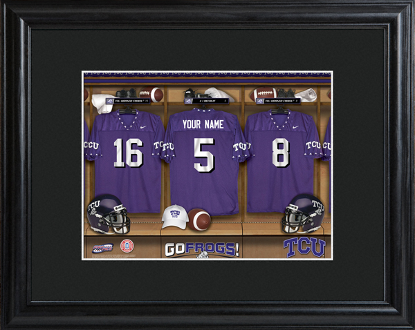 Custom NCAA Football Locker Room Black Framed Print