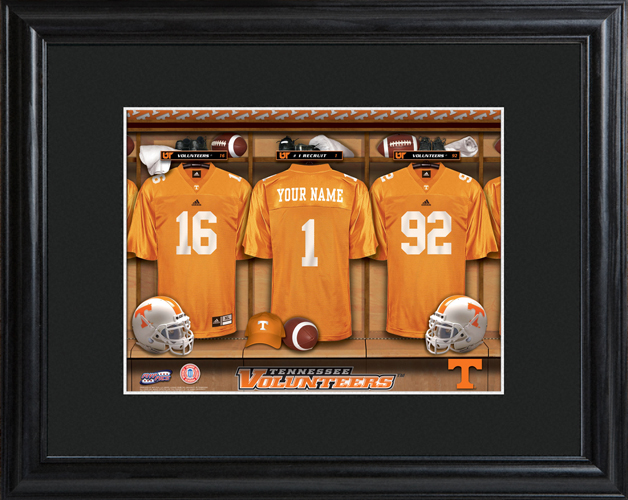 Custom NCAA Football Locker Room Black Framed Print