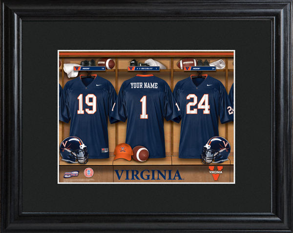 Custom NCAA Football Locker Room Black Framed Print