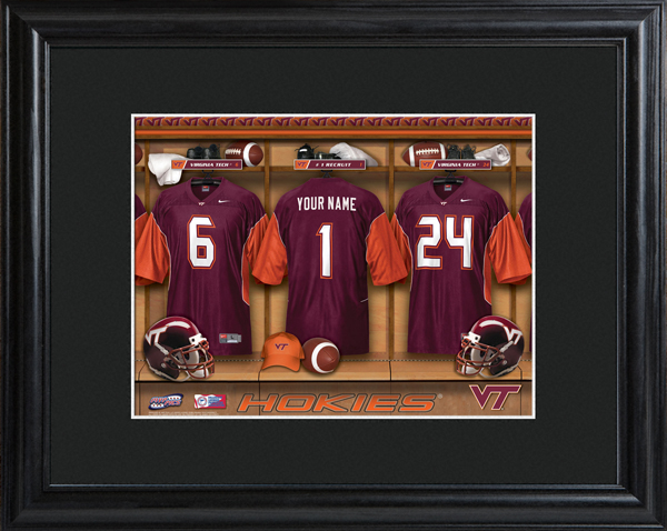 Custom NCAA Football Locker Room Black Framed Print