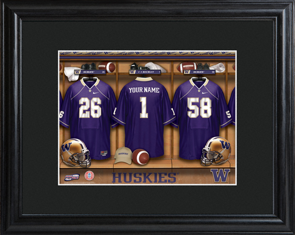 Custom NCAA Football Locker Room Black Framed Print