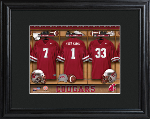 Custom NCAA Football Locker Room Black Framed Print