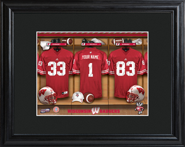 Custom NCAA Football Locker Room Black Framed Print