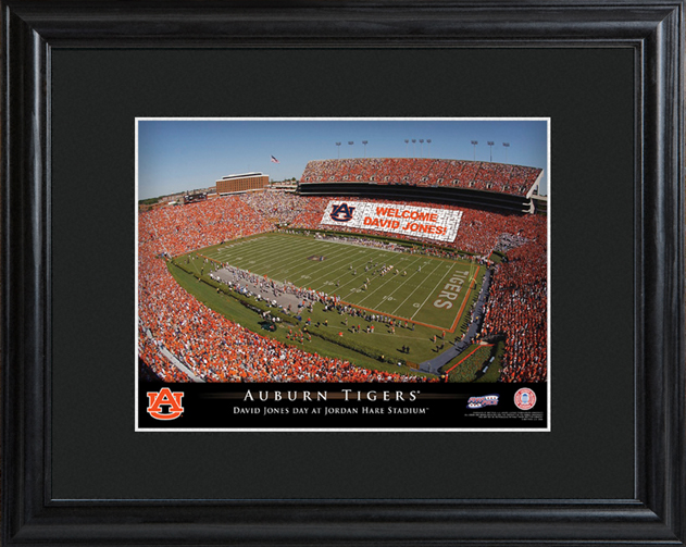 Custom College Football Stadium Black Wood Framed Print