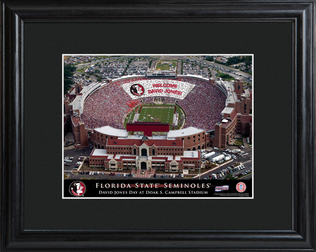 Custom College Football Stadium Black Wood Framed Print