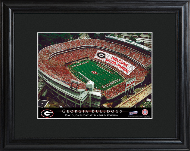 Custom College Football Stadium Black Wood Framed Print