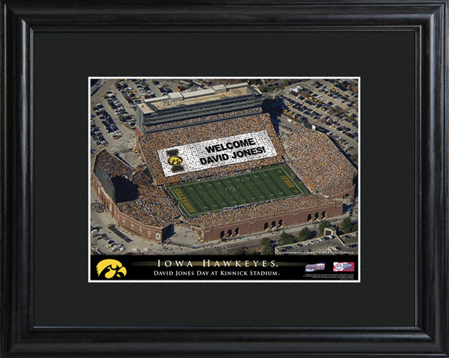 Custom College Football Stadium Black Wood Framed Print