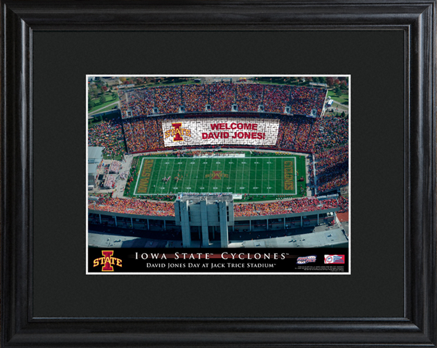 Custom College Football Stadium Black Wood Framed Print