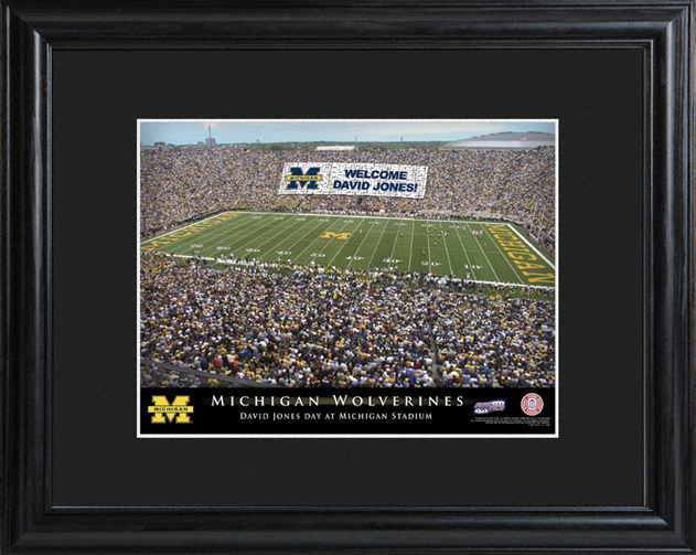 Custom College Football Stadium Black Wood Framed Print