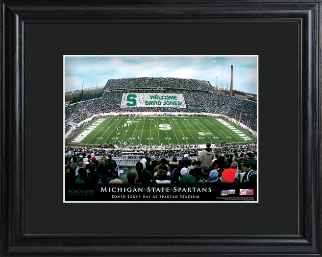 Custom College Football Stadium Black Wood Framed Print
