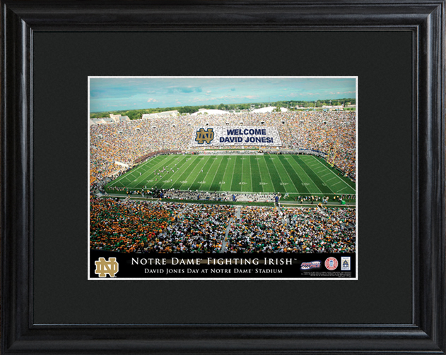 Custom College Football Stadium Black Wood Framed Print