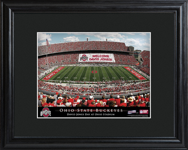 Custom College Football Stadium Black Wood Framed Print