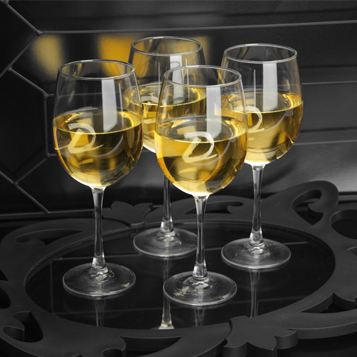 Personalized Script 19oz White Wine Quartet