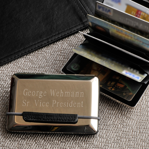 Engraved Silver Expandable Executive Card Case GC778