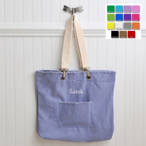 Custom Embroidered Perky Pastels Canvas Tote Bag