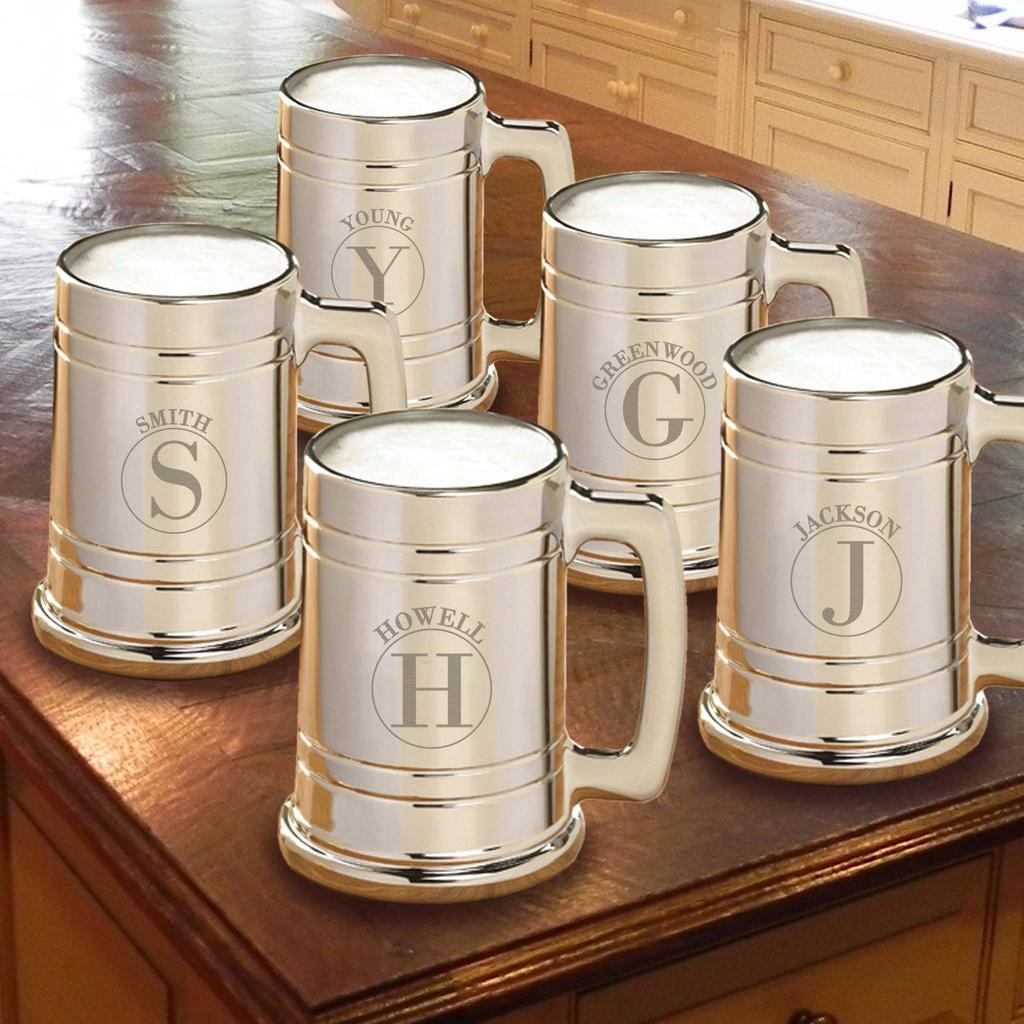 Engraved Gunmetal Coated 16oz Glass 5 Mug Set