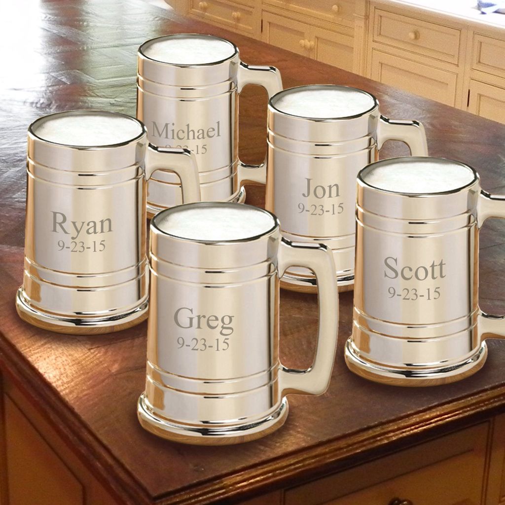 Engraved Gunmetal Coated 16oz Glass 5 Mug Set