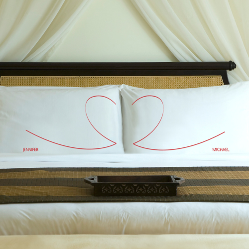 Custom Printed Couples Heart Pillow Case Set