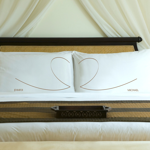 Custom Printed Couples Heart Pillow Case Set