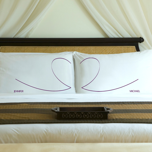 Custom Printed Couples Heart Pillow Case Set