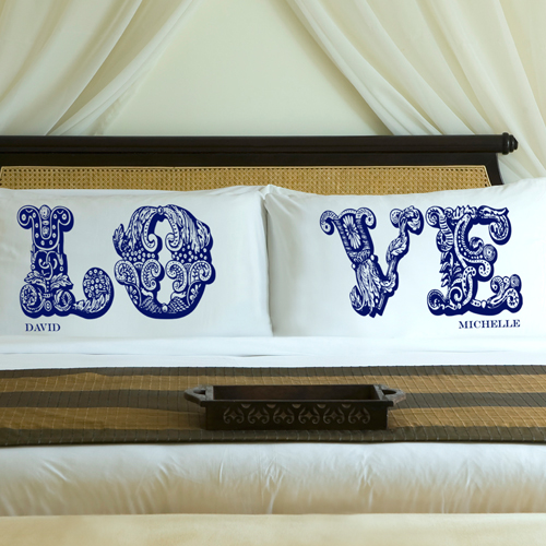 Custom Printed Couples Love Pillow Case Set
