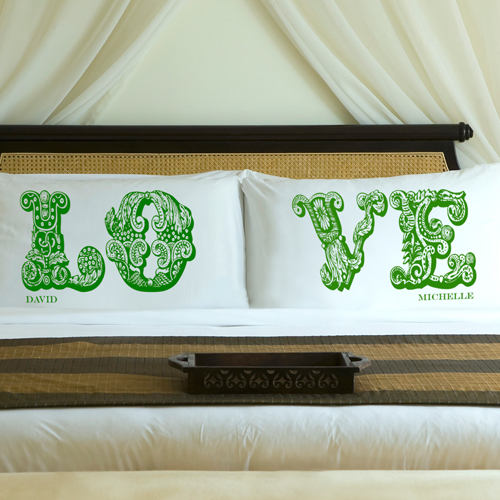 Custom Printed Couples Love Pillow Case Set