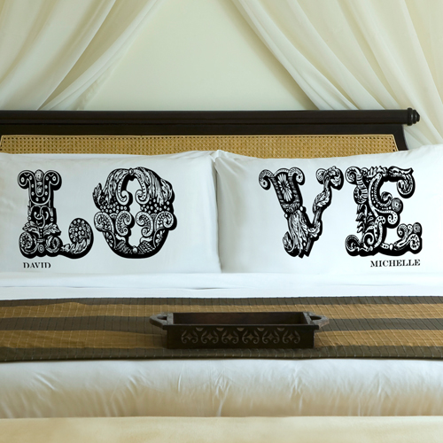 Custom Printed Couples Love Pillow Case Set