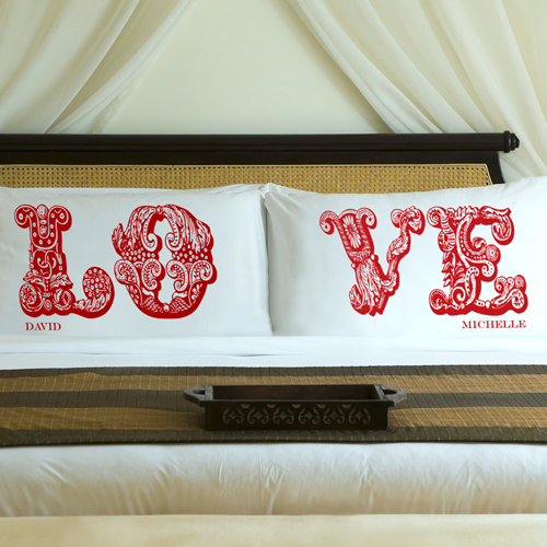 Custom Printed Couples Love Pillow Case Set