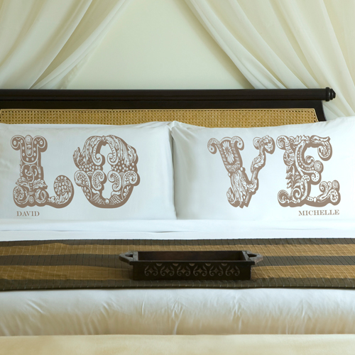 Custom Printed Couples Love Pillow Case Set