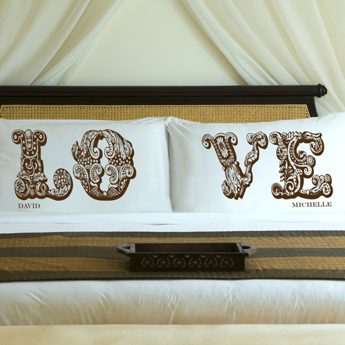 Custom Printed Couples Love Pillow Case Set