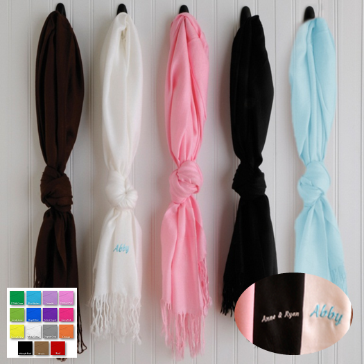 Personalized Plush Silk Pashmina Blend Scarf