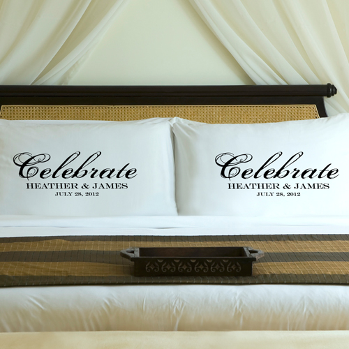 Custom Printed Wedding Celebration Pillow Case Set