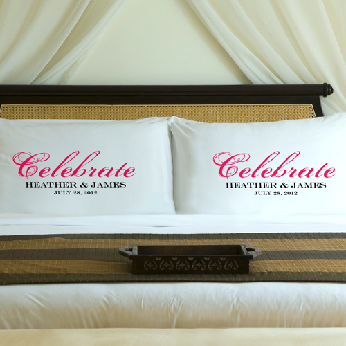 Custom Printed Wedding Celebration Pillow Case Set