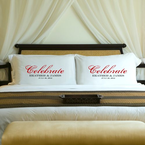 Custom Printed Wedding Celebration Pillow Case Set