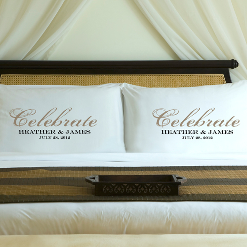 Custom Printed Wedding Celebration Pillow Case Set