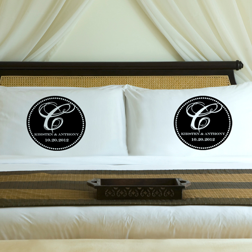 Custom Printed Magical Monogram Wedding Pillow Case Set