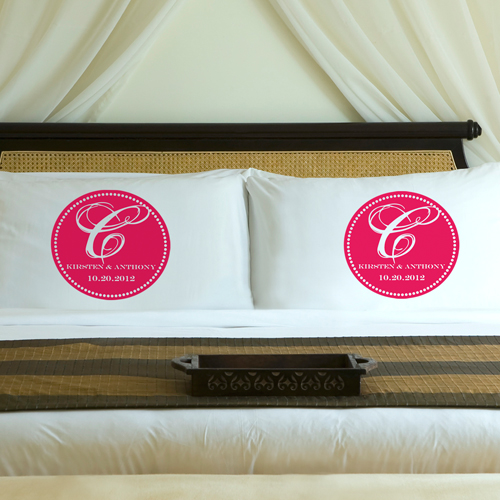 Custom Printed Magical Monogram Wedding Pillow Case Set