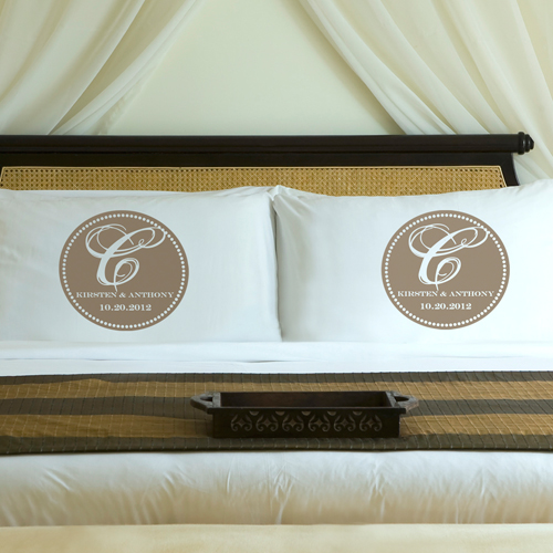 Custom Printed Magical Monogram Wedding Pillow Case Set