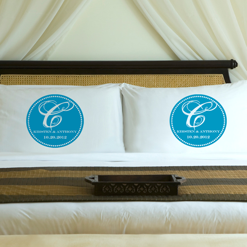 Custom Printed Magical Monogram Wedding Pillow Case Set