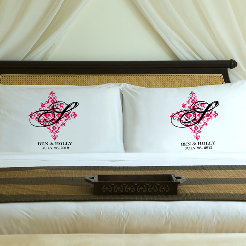 Custom Printed Panache Wedding Pillow Case Set