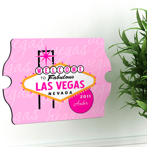Pink Accented Las Vegas Custom Vintage Sign