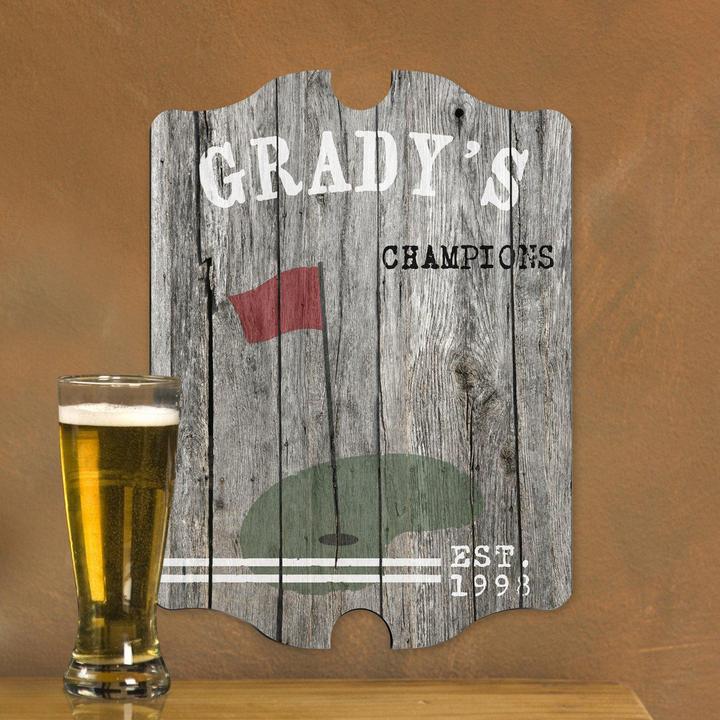 Custom Vintage Wood Sports Pub Sign by Black Ace Design