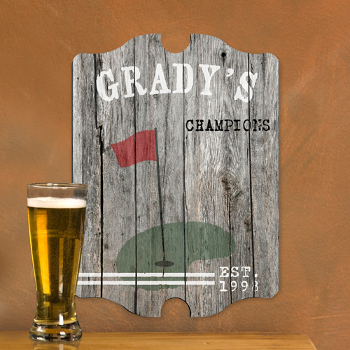Custom Vintage Wood Sports Pub Sign