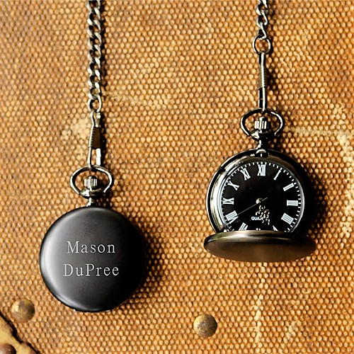 Engraved Black Finish Pocket Watch GC938