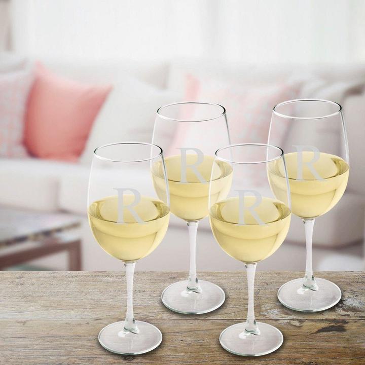 Engraved 19oz Classic White Wine 4 Glass Set GC951