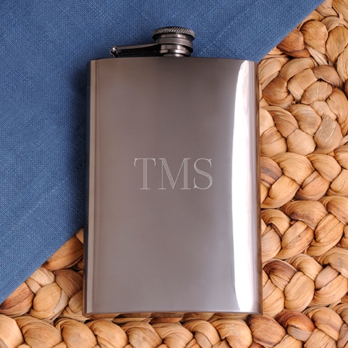 Engraved Stainless Steel Gunmetal 8oz Flask GC972