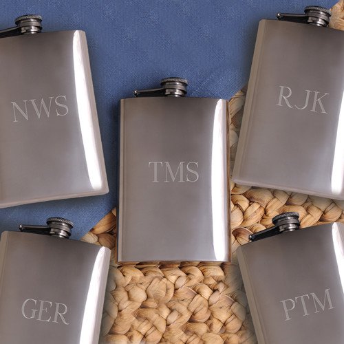 Engraved Stainless Steel Gunmetal 8oz Flask