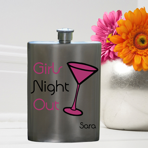 Personalized Girls Night Out 8oz Gunmetal Flask