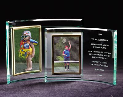 Engraved Vertical Glass Crescent Picture Frame GL315